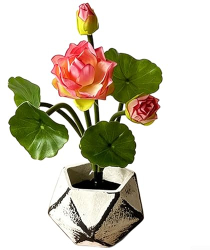 Bröllopsdekor falsk lotusblomma 24,5 cm vit rosa (rosa) | Verklighetstrogna kronblad, naturliga färger, autentisk trädgårdslook, ingen vattning behövs, UV-beständigt material