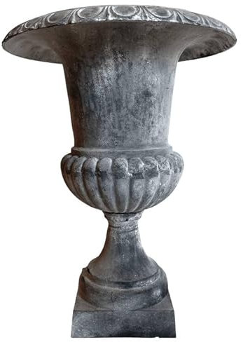 Grand Vase XXL Vasque Jardiniere en Fonte Grise Style Medicis Pot de Fleur 58x58x75cm