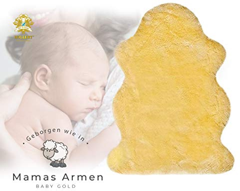 Lammfell geschoren 120-130 cm echtes Merino Lammfell Krabbelunterlage Buggy Kinderwagen Babybett superweich schadstoffarm chromfrei Babyfell Schaffell Premium Qualität Naturform waschbar