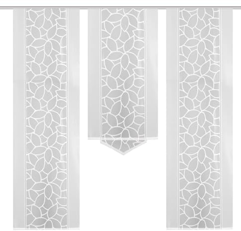 Home Fashion 3er-Set SCHIEBEGARDINEN Jacquard, weiß, : 2X 225x57 cm + 1x 145x57 cm