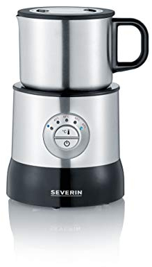 SEVERIN Induktions-Milchaufschäumer, elektrisch & ohne Anbrennen, spülmaschinengeeigneter Milchaufschäumer, Edelstahl-gebürstet/schwarz, 700 ml, SM 3583