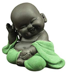 HEALLILY Estatua De Buda Maitreya De Cerámica Tallada a Mano con Base Antideslizante para Decoración del Hogar Escritorio Y Mesa De Té Figura Budista Verde Claro para Ceremonias De Té Y Regalos