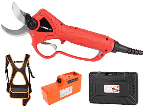 STREND PRO Elektrische gartenschere max 40mm Schnitte | Professional | 10 Stunden Batterie-Leben | Akku Gartenschere mit Koffer | 36V Li-Ion Batterie | Akku Astschere für Weinbergen/Gärten