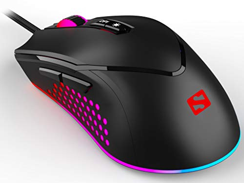Sandberg Azazinator Mouse 6400 | RVB Complet | Souris de Jeu avec précision optimisée | Souris Gamer avec 6400 DPI réglable | 7 Boutons programmables | Souris de Jeu Filaire pour Mac PC Computer