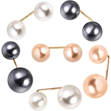 Milisten 6 Stücke Perle Brosche Nadel Braut Kleider Sicherheitsnadel Doppelkopf Anti-Rutsch Perle Knöpfe Brosche Brosche Looper Clips für Hochzeit Party Frauen Mädchen Kostüm Schmuck Zubehör