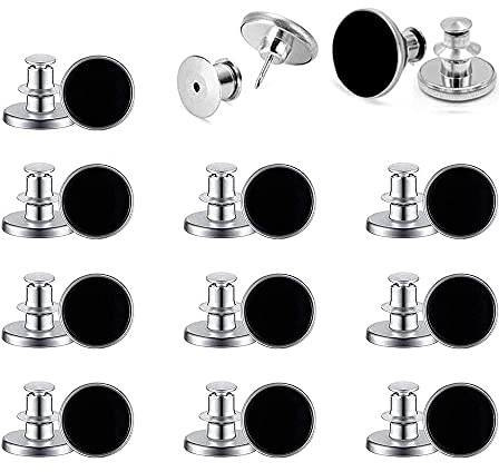 KOSTOO 10 Sets 17 mm Ersatz-Jeansknöpfe, Hosen, abnehmbare und abnehmbare Jeansknöpfe, kein Nähen, Sofortknopf für Hosen, Mode, Jeans, Swing, Handwerk, DIY (schwarz)