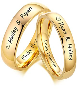 FLHEART Personalisierte Paare Ringe, Individuell Sie Wolfram/Edelstahl Sein und Ihr zusammenpassendes Versprechen Verlobungsring Set für Herren Damen,benutzerdefinierte Spinner Ringe