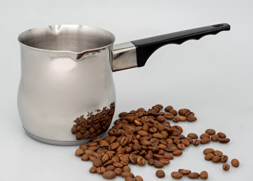 Ilsa Turka Cezva Ibrik Cezve - Cafetera turca de 500 ml de acero inoxidable para placas de inducción con dos boquillas