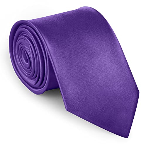 URAQT Cravatta Uomo, Cravatte Slim Uomo Eleganti Neckties, Sottile Tinta Unita Cravatta in Diversi Colori, Cravattino per Lavoro, Festa, Decorazione(Viola Scuro)