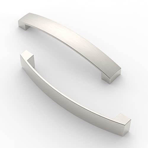 FURNIWARE 5 Pack Brushed Nickel Cabinet Handles 128mm(5) Hole Center, A02 | Modern Handles for Kitchen Cupboards, Chest of Drawers, Bathroom Vanities, & Wardrobe Doors, Home Renovation & DIY Projects