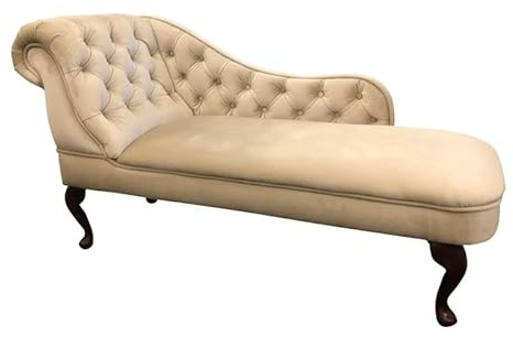 Champagne Velvet Chaise Longue, Lounge Sofa with Armrest Indoor Fabric Upholstered Chaise Lounge for Living Room, Bedroom, Study Room and Leisure Area