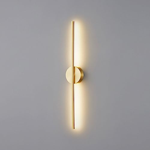 Modern linjär vägglampa Borstad mässing LED vägglampa Akryl lampskärm, minimalistisk koppar väggbelysningsarmatur Antik mässing Badrumslampa Hardwired sovrum hall lampetter