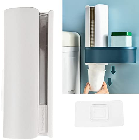 Wnvivi Dispenser per Bicchieri di Carta, Dispenser per Bicchieri di Carta con Finestra Visibile, Portabicchieri a Parete Salvaspazio per Bicchieri di Carta e Plastica USA e Getta(Bianco)