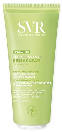 SVR - Sebiaclear Crème Lavante - Gamme Sebiaclear – Nettoyant crème hydratant et apaisant – Pour peaux à tendance acnéique déshydratées – Niacinamide, Zinc, Glycérine –200 ml