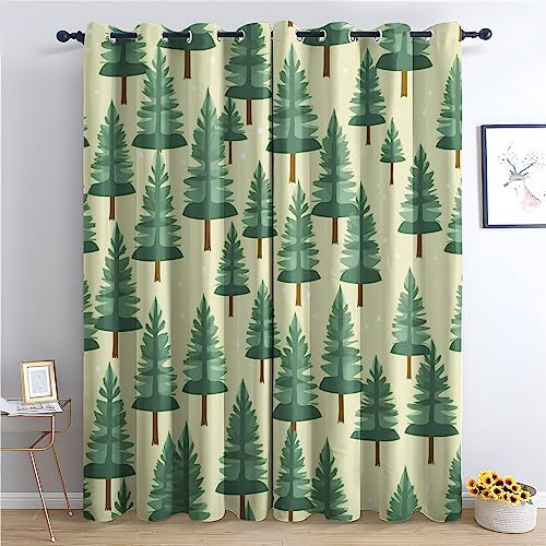 Generisch Vorhänge Kinder Wald Muster - Waldmotiv Fenster Gardinen mit Ösen, Vorhang Blickdicht Verdunklungsvorhänge Thermovorhang für Wohnzimmer Schlafzimmer Deko 2er Set, H 200 x B 140 cm V-&139