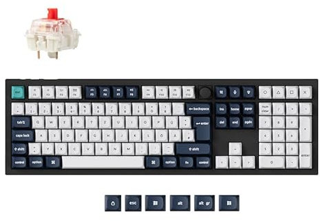 Keychron Q6 Max QMK/VIA 2,4 GHz/Bluetooth Kabellose mechanische Tastatur, deutsche DE-ISO Full Size programmierbare Knöpfe RGB Hintergrundbeleuchtung Hot-Swappable Gateron Rot Schalter