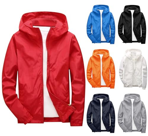 OBiQuzz Freizeitjacke Herren Slim Fit - Übergangsjacke Mit Taschen Dünne Blouson Jacke Leicht Sommer Trainingsjacke Langarm Kapuzenjacke Leicht Bomberjacke Oversized Kurz Sportjacke Fahrrad Mantel