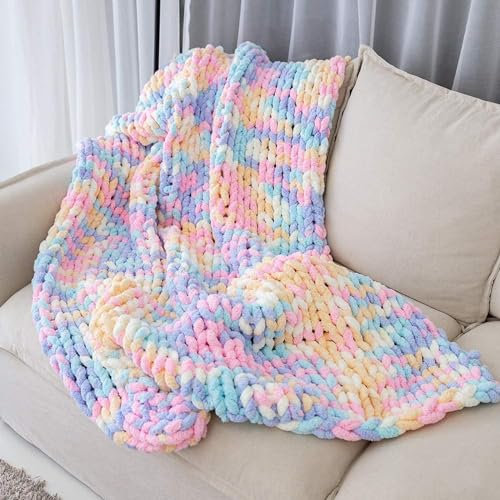 Handgefertigte Grobstrickdecke, weich und gemütlich, Chenille, Zopfmuster, Überwurf für Sofa, Bett, Couch, 80 x 100 cm, graue Strickdecke