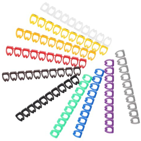Uonlytech 100 Pezzi Tubi Numerici Colorati 0-9 per Cavi, Clip-on in Plastica, Gestione Cavi e Fili, Diametro 6.0-7.5mm, per Uso Domestico