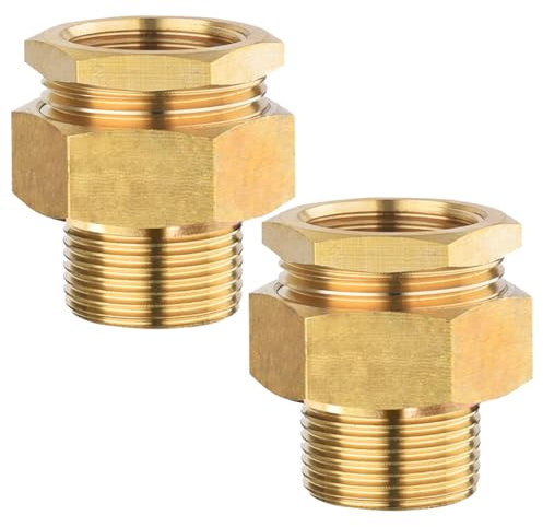 Messing Verschraubung 3/4 Zoll, 2 Stück Messing Fitting verschraubung 3/4 AG/IG, Verschraubung Konischdichtend mit Innengewinde und Außengewinde, DN20 Rohrverschraubung Gewindefitting