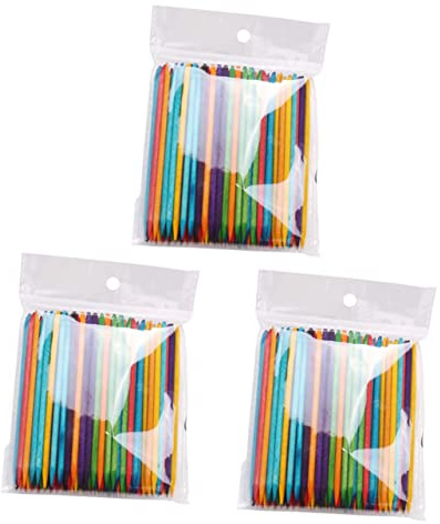 FRCOLOR Cuidado Esencial de Las Uñas 300 Piezas Palillos de Limpieza de Uñas de Color Naranja Puntas Puntiagudas Suministros de Manicura
