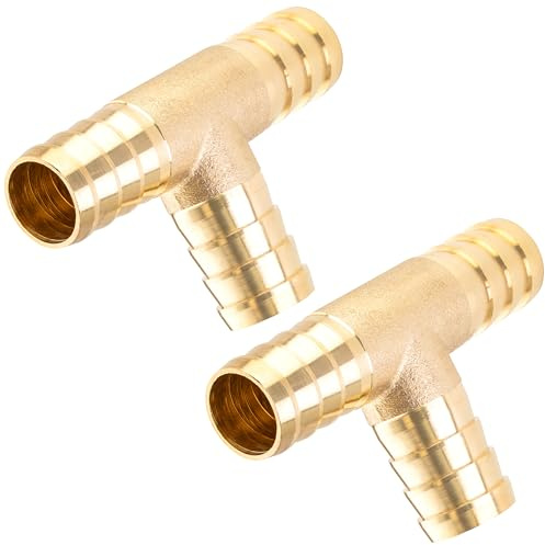 Poppstar 2x Tryckluftsslanganslutning T-stycke med tryckluftsnippel (OD 12 mm/ID 10,5), mässing