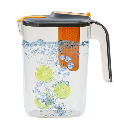 Glas-Wasserkrug Mit Abnehmbarem Deckel, Hohe Hitzebeständigkeit, Infusionskrug, Karaffe 2 Liter, Glaskaraffe, Wasserkaraffe, Karaffe Glas, Glaskaraffe Mit Deckel, Wasserkrug, Glaskrug, Wasserkaraffe M