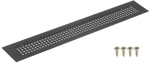 QUARKZMAN Griglia Aerazione, 1Pz 350 x 50mm Griglia D'aria Alluminio Rete Lega Alluminio con Vite, Griglia di Ventilazione Rettangolare Decorative per Armadio Porta (Nero)