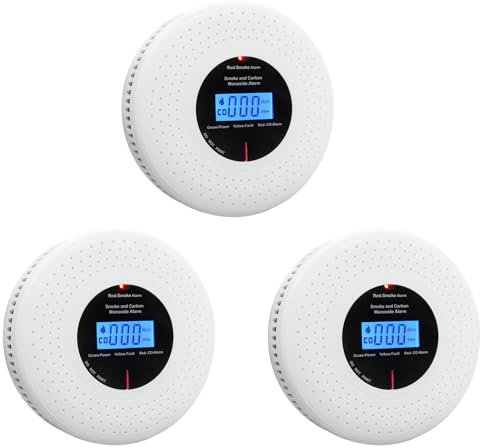 GiiHoo Wireless Interconnected Smoke and Carbon Monoxide Alarm Detector with LCD Display & Battery Powered, Combination Smoke and CO Alarm for Home Safety, EN 14604 & EN 50291 Certified