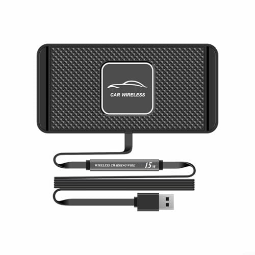 BlissfulAbode 15W USB Car Wireless Charger | Fast Charging Pad with Anti-Slip Flexible Silicone Mat for Smartphones