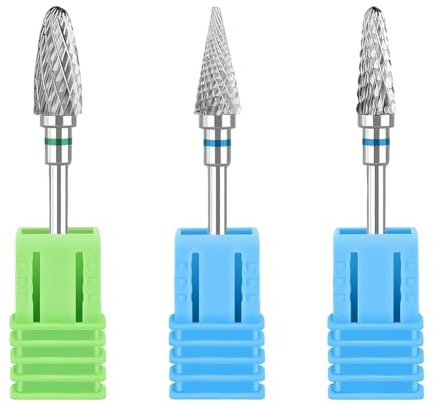 HABNI 3 Pezzi di Punte per Unghie, Strumento per lucidare e affilare Le Unghie, Punte al tungsteno, per Manicure e Pedicure