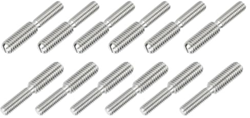 HiPicco M6x20mm to M8x20mm Double End Threaded Stud Screw Reducing Bolt,304 Stainless Steel Thread Reducer Adapter for Furniture Fastener Welding, Hardware Connectors 12 Pack