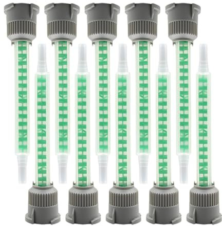 OUDQFCJ 10 Piezas Boquillas Mezcladoras Estáticas para Pegamento Epoxi 2 Componentes, Mezclador 1:1 para Adhesivo Plástico y Pistola de Pegamento 2K