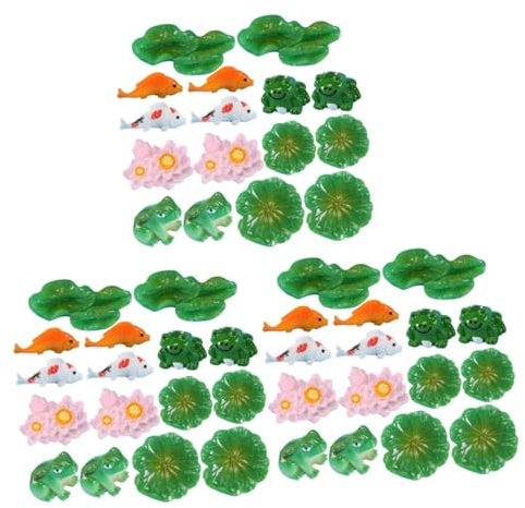 HEMOTON Lot De 3 Décorations De Grenouilles pour Aquarium Nénuphars Et Grenouilles Mini-Grenouilles Petites Grenouilles Grenouilles Flottantes Nénuphars Petites Figurines De