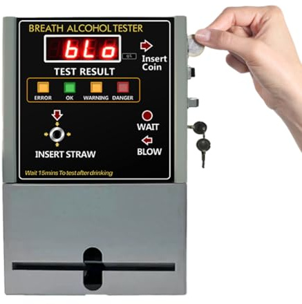 WeiguoIOT Alcoholímetro Comercial, Que Funciona con Monedas, Test Alcoholemia con 200 Boquillas, Detector de Alcohol, Alcoholímetros Multiuso para Restaurantes, Clubes y Bares (AT319)
