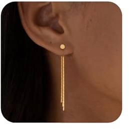 XFSRG Boucles d'Oreilles Femme Longues Chaînes Pendantes 14K Plaqué Or Hypoallergénique Pierced Boucles d'Oreilles Bijoux pour Femmes et Filles