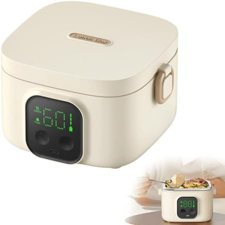 14000mAh Cordless Electric Lunch Box, 27oz/800ml Portable Food Warmer - USB-C Rechargeable Heated Lunch Container for Work, Office, Car, Travel & Outdoor, Fast Self-Heating