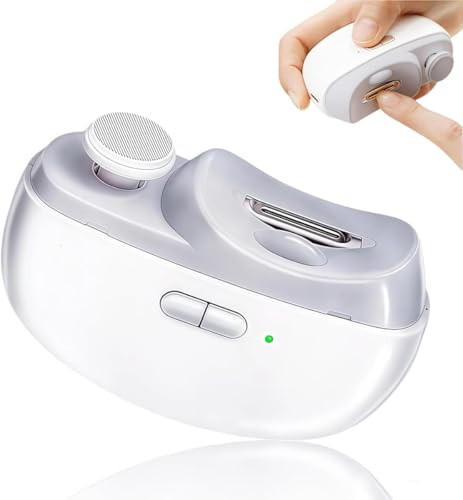 Coupe-Ongles Électrique pour les seniors 2026, Modèle 3-en-1 Automatique avec Polissage, 2 Vitesses Réglables pour Ongles Épais, Idéal Seniors et Bébés (Blanc)