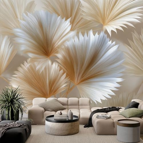 Générique Papier Peint Panoramique feuille de palmier abstraite 250x175 cm Papier Peint Intissé Mural, Poster Geant Mural 3D, pour Salon Chambre d'enfants restaurant Décoration Murale