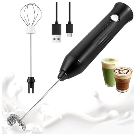 XSBAIHUO Milk Frother Handheld, Electric Mini Whisk for Coffee,Black | High-Speed Battery Drink Mixer for Lattes, Cappuccino, Hot Chocolate, Matcha. Compact Electric Whisking Wand for Kitchen.