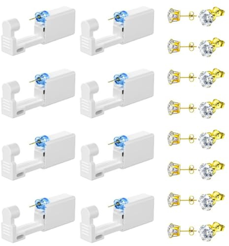 8 Pack Disposable Ear Piercing Kit 5mm Painless Self Stainless Steel Stud