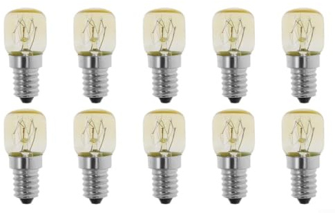 Fauhapyway 10 Stück E14 Glühlampe 25W 2700K für Backofen Kühlschrank Salzlampe