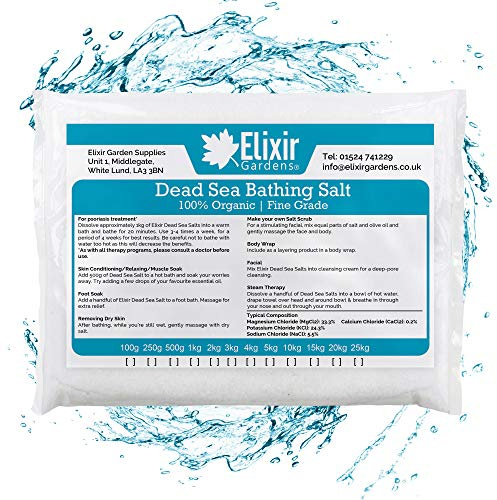 Elixir Gardens High Grade Dead Sea Bath Salts/Advanced Mineral Extract Various Sizes 500g-25kg | 100% Organic - 10kg Fine Grade Bag
