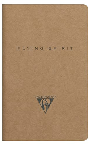 Clairefontaine 103586C - Heft Flying Spirit liniert 7,5x12 cm 24 Blatt Velinpapier elfenbein Clairefontaine 90g, Fadenbindung, Braun, in Retro Designs sortiert, 1 Stück