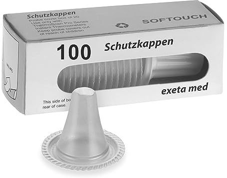 Exeta Schutzkappen geeignet für Braun Thermoscan 100 Stück I BPA-freie Fieberthermometer Aufsätze mit extra dünner Membran & Trommelfell-Schutz I Thermometer Schutzkappe für Erwachsene & Kinder