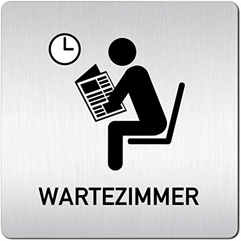 Türschilder24 XXL Schild - Türschild (B) • 125 x 125 x 1,5 mm • Wartezimmer 007 • Aluminium Vollmaterial • 100% Made in Germany