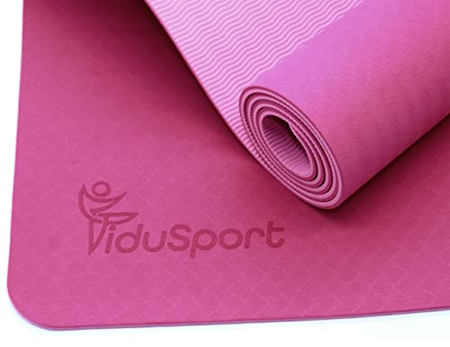 Fidusport TPE Yogamatte Trainingsgerät - rutschfester Schultergurt für Fitness, Pilates und Gymnastik - Übungsmatte mit Schultergurt und leichtem Design | 183 x 61 x 0,6 CM