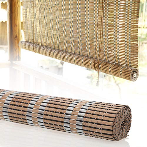 ZH-VBC Tenda Bamboo Esterno Avvolgibile, Tapparella Avvolgibile Bamboo con Ganci, Decorazione di Mobili per Interni per Esterni, 60cm / 80cm / 100cm / 120cm / 140cm Largo,W140xH150cm