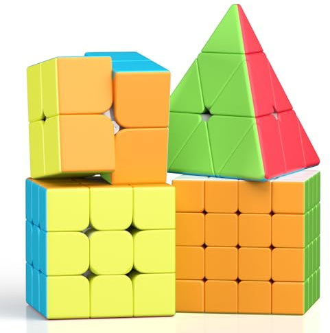 ROXENDA Magisk Kub, Speed Cube Set Med 2x2 3x3 4x4 Pyramid Magisk Kub (Stickerless)