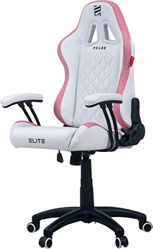ELITE Gaming Stuhl Pulse für Kinder | Ergonomischer Bürostuhl - Schreibtischstuhl - Chefsessel - Sessel - Racing Gaming Stuhl - Gamingstuhl - Drehstuhl - Chair - Kunstleder (Weiß/Pink)